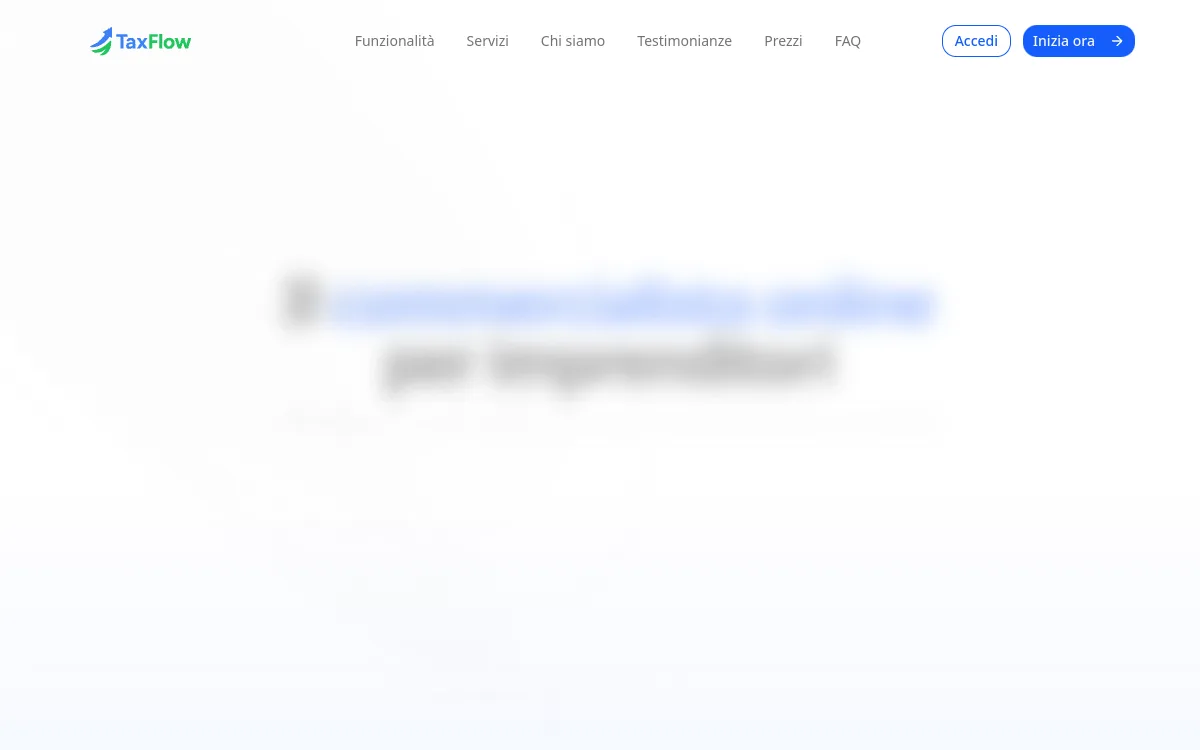 Schermata della home di taxflow.it